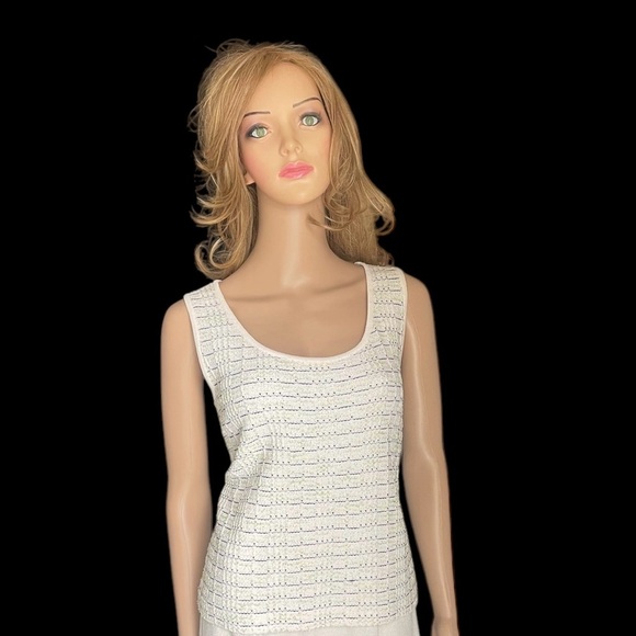 St John collection blue green ivory jacket/sleeveless top/pants
suit size 10/M - Picture 5 of 16